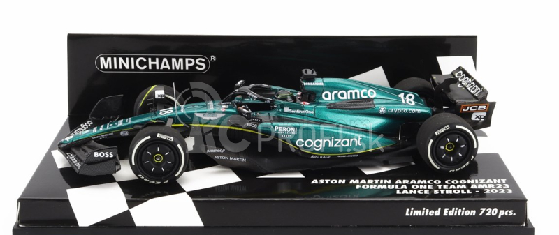 Minichamps Aston martin F1 Amr23 Team Aramco Cognizant N 18 Sezóna 2023 Lance Stroll 1:43 Zelená