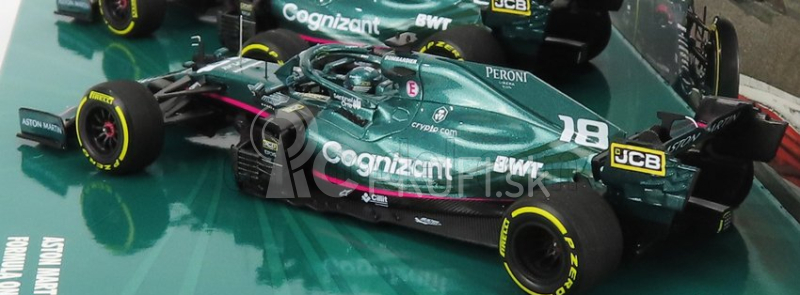 Minichamps Aston martin Set F1 2x Amr21 Mercedes M12 Eq Power+ Team Cognizant Formula One N 5 Sezóna 2021 Sebastian Vettel + N 18 2021 Lance Stroll 1:43 Green