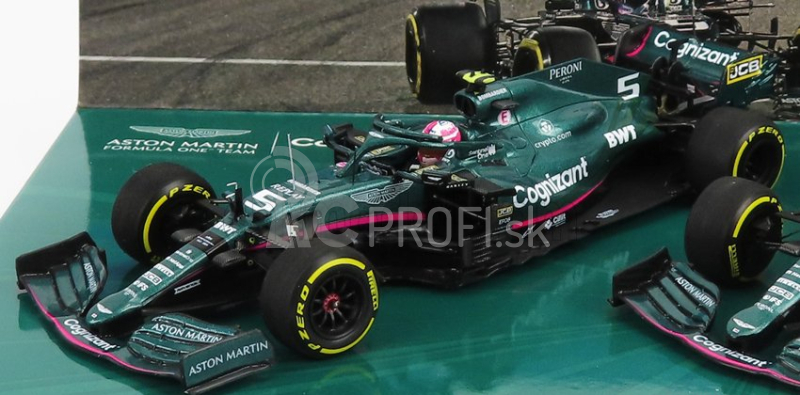 Minichamps Aston martin Set F1 2x Amr21 Mercedes M12 Eq Power+ Team Cognizant Formula One N 5 Sezóna 2021 Sebastian Vettel + N 18 2021 Lance Stroll 1:43 Green