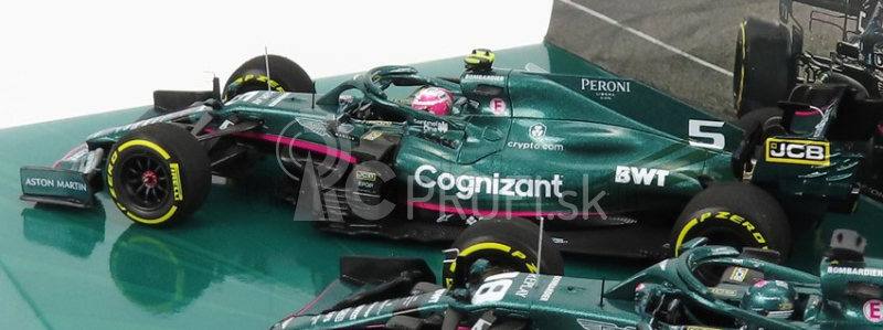 Minichamps Aston martin Set F1 2x Amr21 Mercedes M12 Eq Power+ Team Cognizant Formula One N 5 Sezóna 2021 Sebastian Vettel + N 18 2021 Lance Stroll 1:43 Green