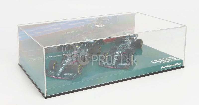 Minichamps Aston martin Set F1 2x Amr21 Mercedes M12 Eq Power+ Team Cognizant Formula One N 5 Sezóna 2021 Sebastian Vettel + N 18 2021 Lance Stroll 1:43 Green