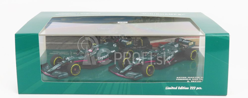 Minichamps Aston martin Set F1 2x Amr21 Mercedes M12 Eq Power+ Team Cognizant Formula One N 5 Sezóna 2021 Sebastian Vettel + N 18 2021 Lance Stroll 1:43 Green