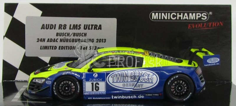 Minichamps Audi R8 Lms Ultra N 16 24h Adac Nurburgring 2013 Busch - Busch 1:43 žltá modrá