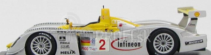 Minichamps Audi R8 Team Infineon N 2 Víťaz 12h Sebring 2002 Capello - Herbert - Pescatori 1:43 Strieborno-žltá