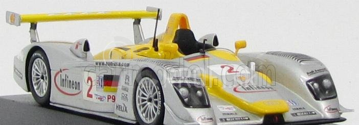 Minichamps Audi R8 Team Infineon N 2 Víťaz 12h Sebring 2002 Capello - Herbert - Pescatori 1:43 Strieborno-žltá