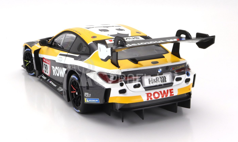 Minichamps BMW radu 4 M4 Gt3 Team Rowe Racing N 98 2. 24h Nurburgring 2023 Marco Wittmann - Sheldon Van Der Linde - Dries Vanthoor - Maxime Martin 1:18 Bielo-šedo žltá