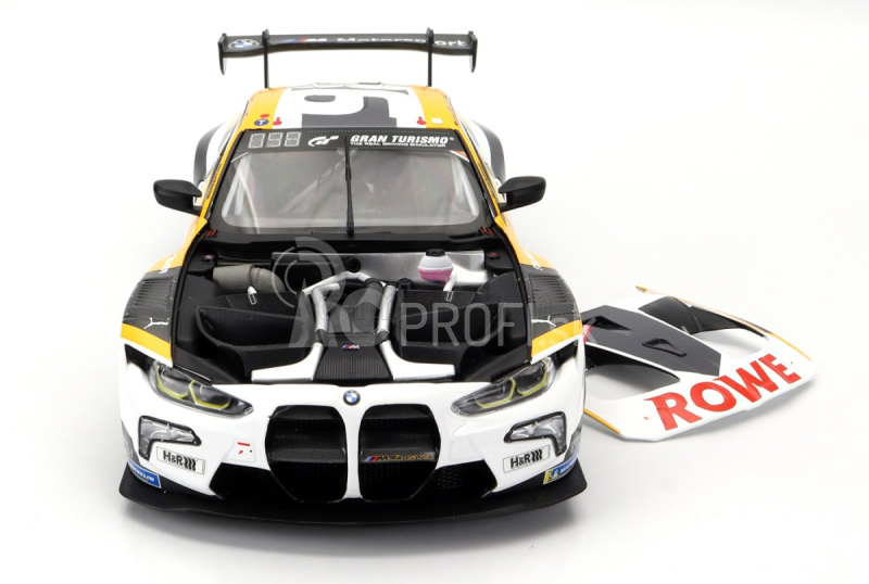 Minichamps BMW radu 4 M4 Gt3 Team Rowe Racing N 98 2. 24h Nurburgring 2023 Marco Wittmann - Sheldon Van Der Linde - Dries Vanthoor - Maxime Martin 1:18 Bielo-šedo žltá