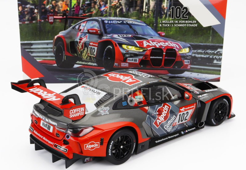 Minichamps BMW radu 4 M4 Gt3 Team Walkenhorst Motorsport N 102 24h Nurburgring 2022 Jorg Muller - Mario Von Bohlen - Ben Tuck - Jorn Schmidt Staade 1:18 Sivá oranžová