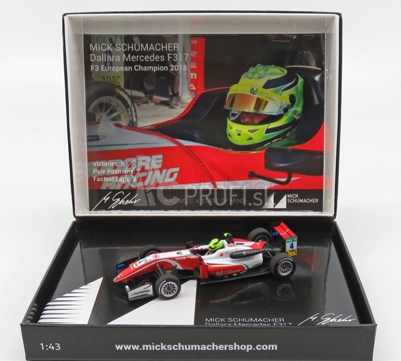 Minichamps Dallara F3 F317 Mercedes Team Prema Theodore Racing N 4 Sezóna Mick Schumacher 2018 Formula3 Champion 1:43 Červená biela