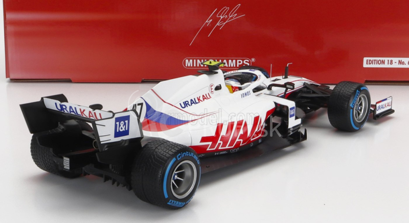 Minichamps Haas F1 Vf-21 Ferrari 065/6 Team Uralkali N 47 Belgium Gp 2021 Mick Schumacher 1:18 Biela Modrá Červená