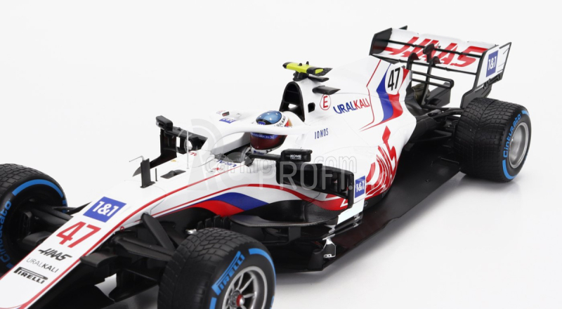 Minichamps Haas F1 Vf-21 Ferrari 065/6 Team Uralkali N 47 Belgium Gp 2021 Mick Schumacher 1:18 Biela Modrá Červená