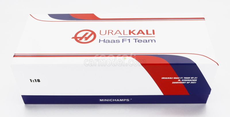 Minichamps Haas F1 Vf-21 Ferrari 065/6 Team Uralkali N 47 Belgium Gp 2021 Mick Schumacher s retro prilbou Michaela Schumachera 1:18 biela modrá červená