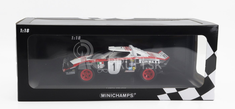 Minichamps Lancia Stratos Hf Pirelli (nočná verzia) N 1 Winner Rally Dynavit Saarland 1978 Walter Rohrl - Christian Geistdorfer 1:18 červená čierna biela