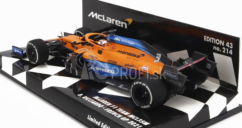 Minichamps Mclaren F1 Mcl35l Mercedes M12 Eq Power+ Team Mclaren N 3 French Gp 2021 Daniel Ricciardo 1:43 oranžová svetlo modrá