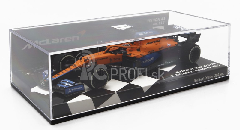 Minichamps Mclaren F1 Mcl35l Mercedes M12 Eq Power+ Team Mclaren N 3 French Gp 2021 Daniel Ricciardo 1:43 oranžová svetlo modrá