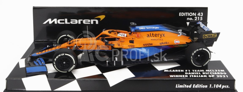 Minichamps Mclaren F1 Mcl35l Mercedes M12 Eq Power+ Team Mclaren N 3 Winner Italy Gp 2021 Daniel Ricciardo 1:43 Oranžová svetlo modrá