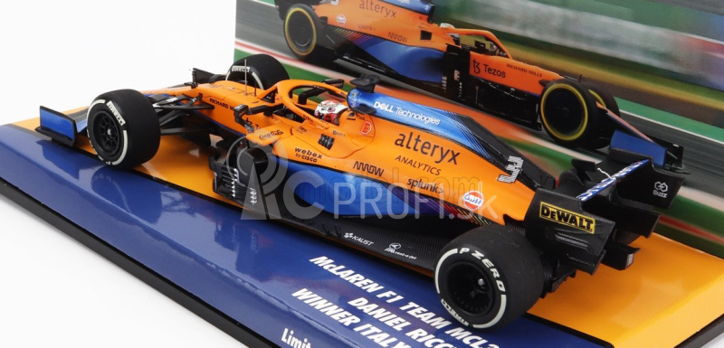 Minichamps Mclaren F1 Mcl35l Mercedes M12 Eq Power+ Team Mclaren N 3 Winner Monza Italy Gp 2021 Daniel Ricciardo 1:43 Oranžová svetlo modrá