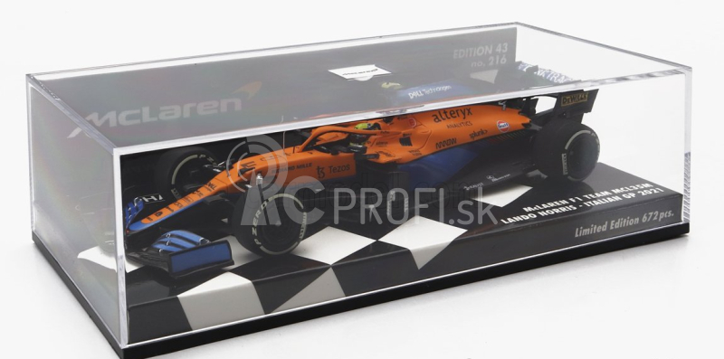 Minichamps Mclaren F1 Mcl35l Mercedes M12 Eq Power+ Team Mclaren N 4 2nd Italy Gp 2021 Lando Norris 1:43 oranžová svetlo modrá