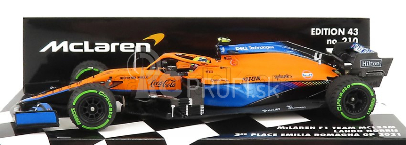 Minichamps Mclaren F1 Mcl35l Mercedes M12 Eq Power+ Team Mclaren N 4 3. Emilia Romagna Taliansko Gp 2021 Lando Norris 1:43 Oranžová svetlomodrá