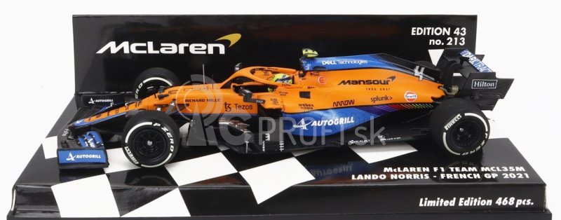 Minichamps Mclaren F1 Mcl35l Mercedes M12 Eq Power+ Team Mclaren N 4 French Gp 2021 Lando Norris 1:43 oranžová svetlo modrá