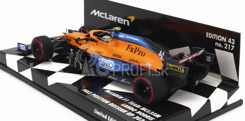 Minichamps Mclaren F1 Mcl35l Mercedes M12 Eq Power+ Team Mclaren N 4 Pole Position Sotchi Russian Gp 2021 Lando Norris 1:43 Oranžová svetlo modrá