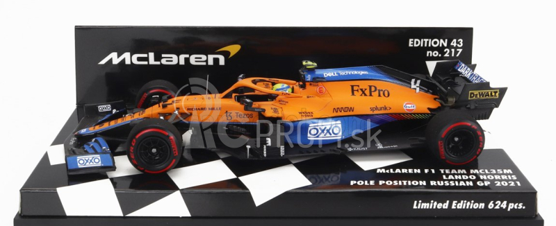 Minichamps Mclaren F1 Mcl35l Mercedes M12 Eq Power+ Team Mclaren N 4 Pole Position Sotchi Russian Gp 2021 Lando Norris 1:43 Oranžová svetlo modrá