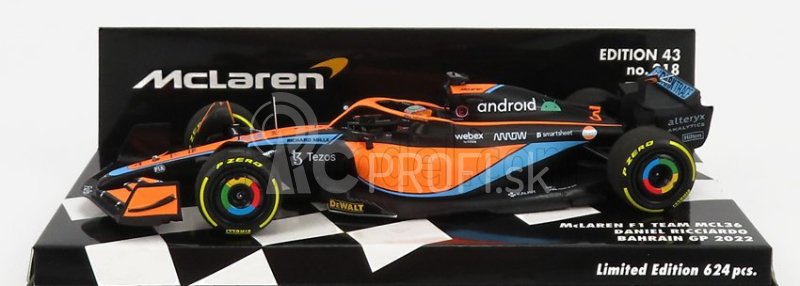 Minichamps Mclaren F1 Mcl36 Mercedes Team Mclaren N 3 Bahrain Gp 2022 Daniel Ricciardo 1:43 Oranžová svetlo modrá