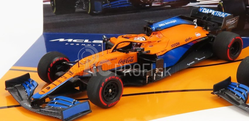 Minichamps Mclaren F1 Set 2x Mcl35l Mercedes M12 Eq Power+ Team Mclaren N 3 Sezóna 2021 Daniel Ricciardo + N 4 Sezóna 2021 Lando Norris 1:43 Oranžová svetlo modrá