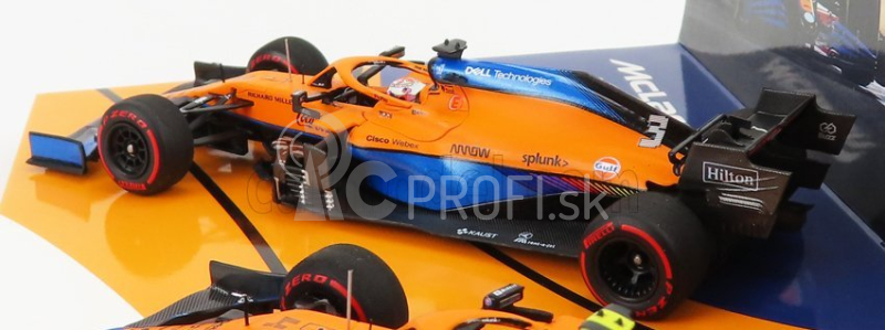 Minichamps Mclaren F1 Set 2x Mcl35l Mercedes M12 Eq Power+ Team Mclaren N 3 Sezóna 2021 Daniel Ricciardo + N 4 Sezóna 2021 Lando Norris 1:43 Oranžová svetlo modrá