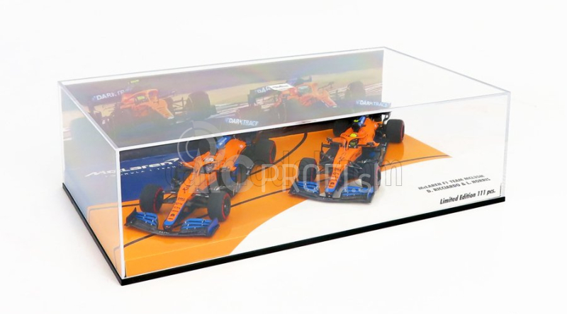 Minichamps Mclaren F1 Set 2x Mcl35l Mercedes M12 Eq Power+ Team Mclaren N 3 Sezóna 2021 Daniel Ricciardo + N 4 Sezóna 2021 Lando Norris 1:43 Oranžová svetlo modrá