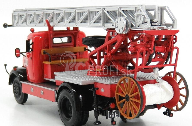 Minichamps Mercedes benz L3500 Dl17 Truck Scala Feuerwehr Bensheim 1950 1:43 Červená strieborná