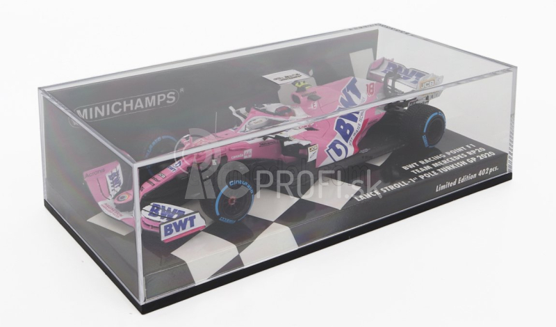 Minichamps Mercedes bwt F1 Rp20 Team Sportpesa Racing Point N 18 Pole Position Turkish Gp 2020 Lance Stroll 1:43 Matt Pink Blue