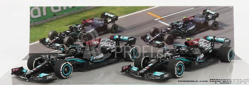 Minichamps Mercedes gp F1 Set 2x W12 Mercedes M12 Eq Power+ Team Amg Petronas Motorsport Formula One N 44 Sezóna 2021 Lewis Hamilton + N 77 Sezóna 2021 Valtteri Bottas 1:43 Black Green