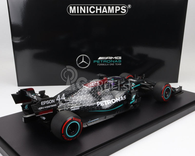 Minichamps Mercedes gp F1 W11 Eq Performance Team Amg Petronas Motorsport N 44 Víťaz majstrovstiev sveta Eifel Gp (91. víťazstvo) Lewis Hamilton 2020 - Con Vetrina - s vitrínou 1:12 čierna zelená