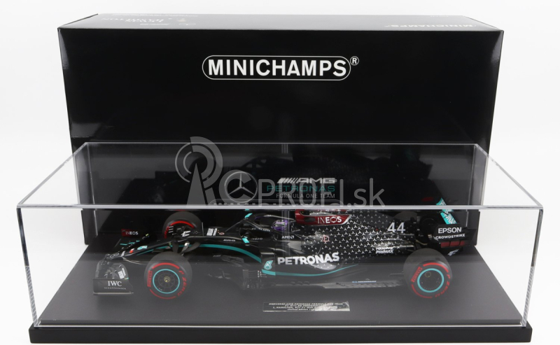 Minichamps Mercedes gp F1 W11 Eq Performance Team Amg Petronas Motorsport N 44 Víťaz majstrovstiev sveta Eifel Gp (91. víťazstvo) Lewis Hamilton 2020 - Con Vetrina - s vitrínou 1:12 čierna zelená