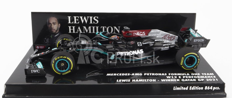 Minichamps Mercedes gp F1 W12 Mercedes M12 Eq Power+ Team Amg Petronas Motorsport Formula One N 44 Winner Qatar Gp 2021 Lewis Hamilton 1:43 Black Green