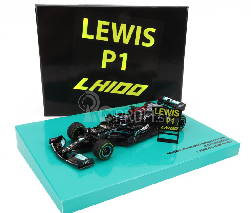 Minichamps Mercedes gp F1 W12 Mercedes M12 Eq Power+ Team Amg Petronas Motorsport Formula One N 44 Winner Sotchi Russian Gp 2021 Lewis Hamilton - 100. víťazstvo F1 1:43 Black Green