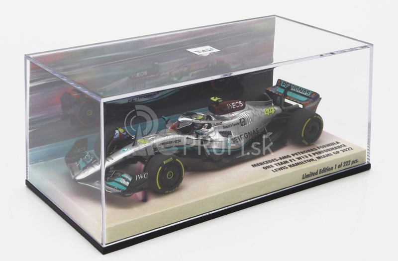 Minichamps Mercedes gp F1 W13e Team Mercedes-amg Petronas F1 N 44 6. Miami Gp 2022 Lewis Hamilton 1:43 Silver Green