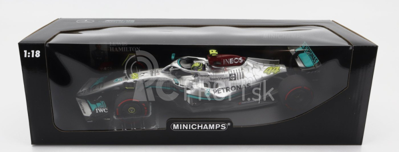 Minichamps Mercedes gp F1 W13e Team Mercedes-amg Petronas F1 N 44 Španielsko Gp 2022 Lewis Hamilton 1:18 Strieborná zelená