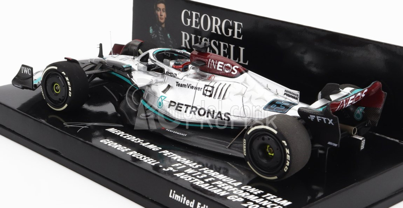 Minichamps Mercedes gp F1 W13e Team Mercedes-amg Petronas F1 N 63 3. Australian Gp 2022 George Russel 1:43 Strieborná zelená