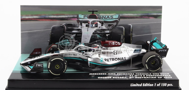 Minichamps Mercedes gp F1 W13e Team Mercedes-amg Petronas F1 N 63 3. Australian Gp 2022 George Russel 1:43 Strieborná zelená