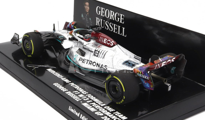 Minichamps Mercedes gp F1 W13e Team Mercedes-amg Petronas F1 N 63 3. Miami Gp 2022 George Russel 1:43 Silver Green