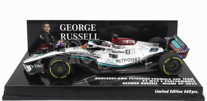 Minichamps Mercedes gp F1 W13e Team Mercedes-amg Petronas F1 N 63 3. Miami Gp 2022 George Russel 1:43 Silver Green