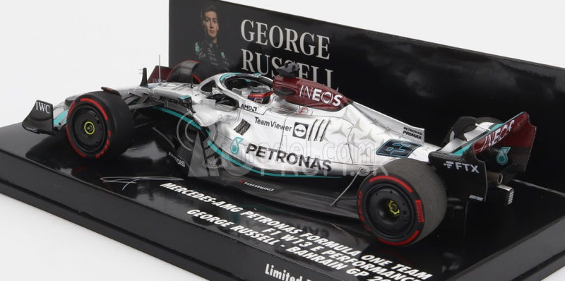 Minichamps Mercedes gp F1 W13e Team Mercedes-amg Petronas F1 N 63 4. Bahrain Gp 2022 George Russel 1:43 Strieborná zelená