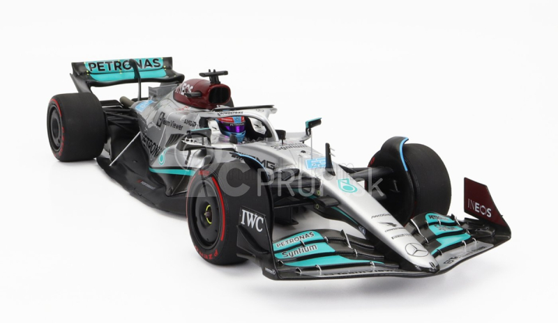 Minichamps Mercedes gp F1 W13e Team Mercedes-amg Petronas F1 N 63 (prvé víťazstvo v F1) Víťaz Brazilian Gp 2022 George Russel 1:18 Strieborno-zelená