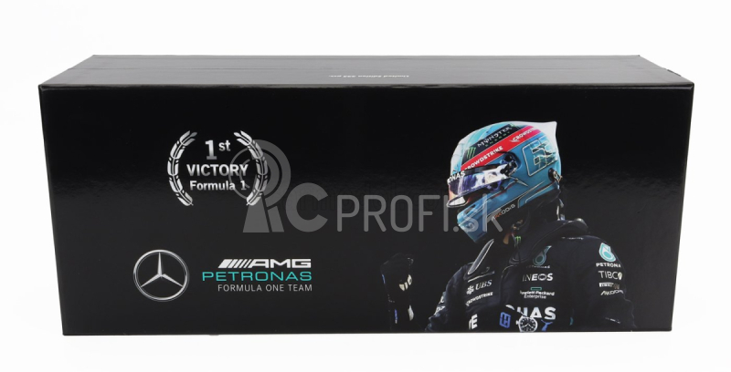 Minichamps Mercedes gp F1 W13e Team Mercedes-amg Petronas F1 N 63 (prvé víťazstvo v F1) Víťaz Brazilian Gp 2022 George Russel 1:18 Strieborno-zelená