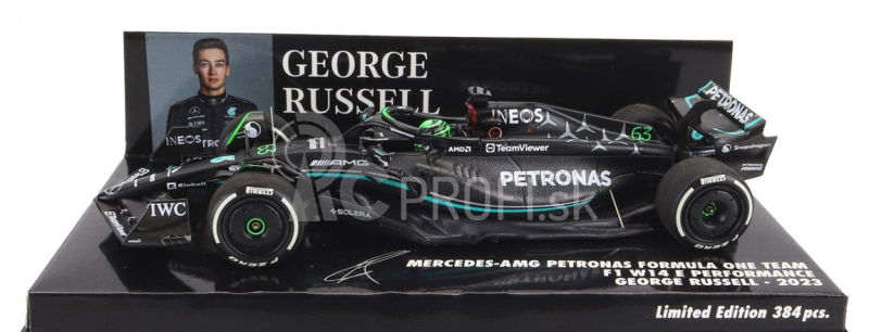 Minichamps Mercedes gp F1 W14 Team Mercedes-amg Petronas Formula One N 63 7th Bahrain Gp 2023 George Russel 1:43 Matt Black