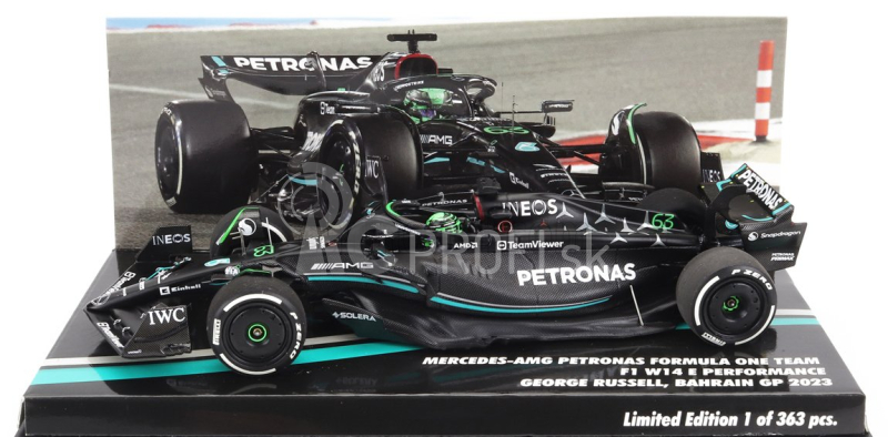 Minichamps Mercedes gp F1 W14 Team Mercedes-amg Petronas Formula One N 63 7th Bahrain Gp 2023 George Russel 1:43 Matt Black