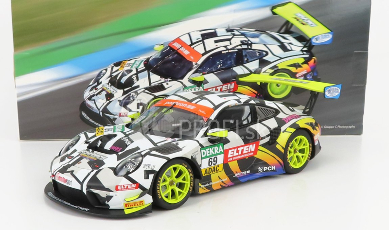 Minichamps Porsche 911 991-2 Gt3-r Iron Force By Ring Police Team N 69 Adac Gt Masters 2019 L.luhr - M.holzer 1:18 biela čierna žltá