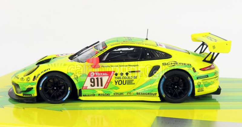 Minichamps Porsche 911 991-2 Gt3 R Team Manthey Racing N 911 2nd 24h Nurburgring 2019 E.bamber - M.christensen - K.estre 1:43 Žltozelená